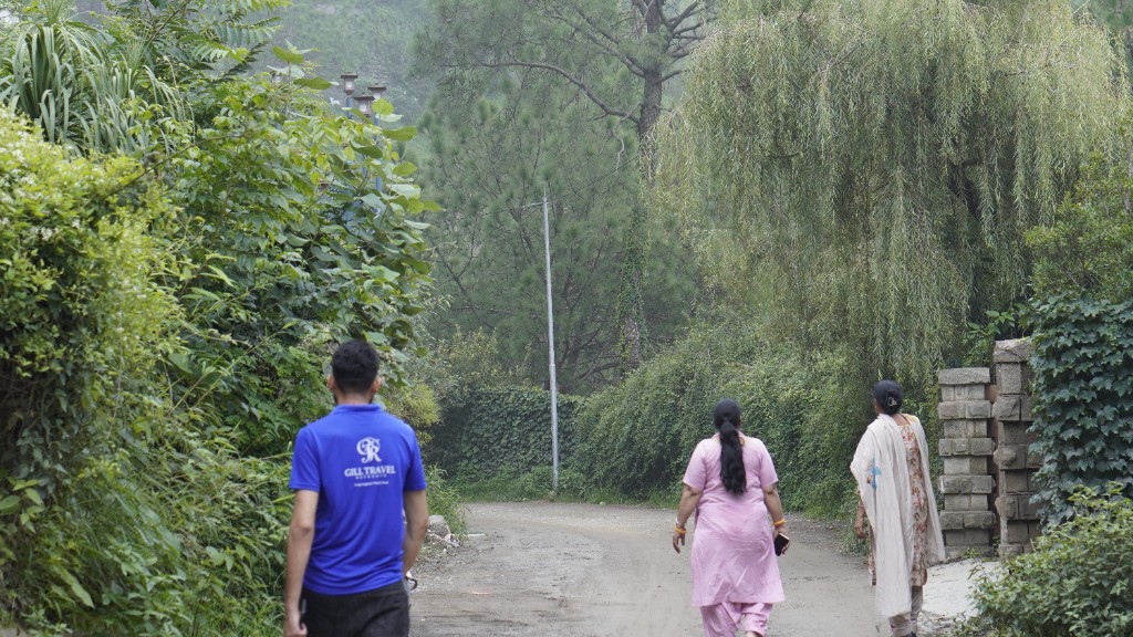 Guests enjoying a misty hill-station valley view