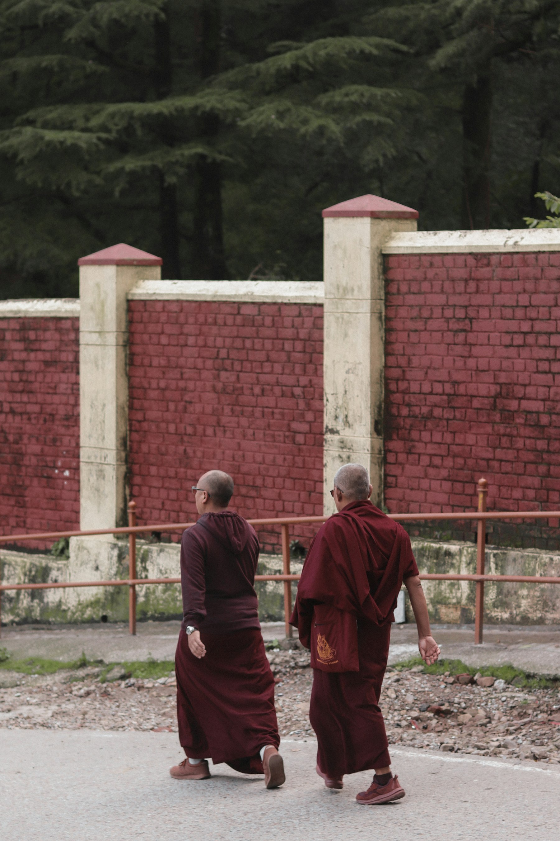 Monks walking in McLeodganj