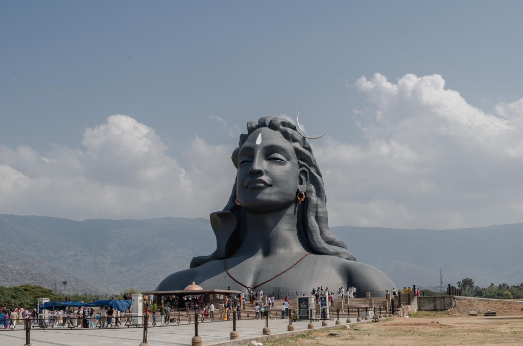 Adiyogi Shiva statue at Isha Foundation, Coimbatore, at dawn