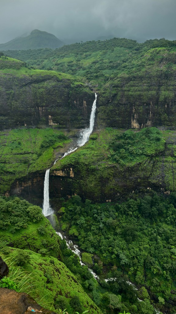 Western Ghats waterfall cascading through lush green forest