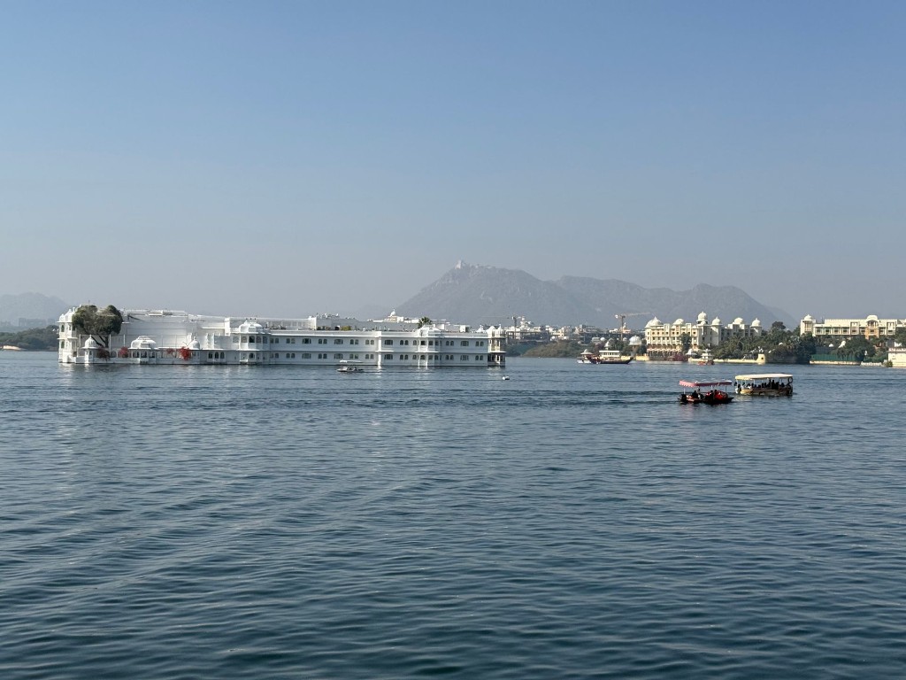 Lake Pichola with Taj Lake Palace floating on water, Udaipur